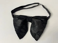 Oversized Black Striped Velvet Bow tie Vintage style 70`s Wedding Prom Occasion