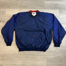 Vintage Nike Navy Blue Pullover Jacket Windbreaker Mens Size L VTG Zip Pocket