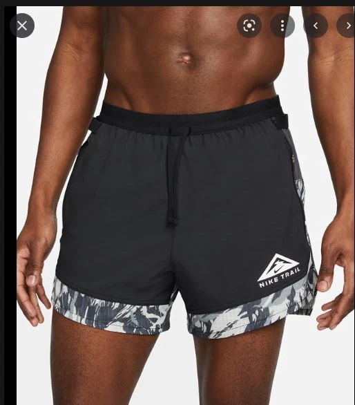 MENS S SMALL NIKE TRAIL RUNNING SHORTS 2in1 5" CAMO BLACK GRAY DM4652 010