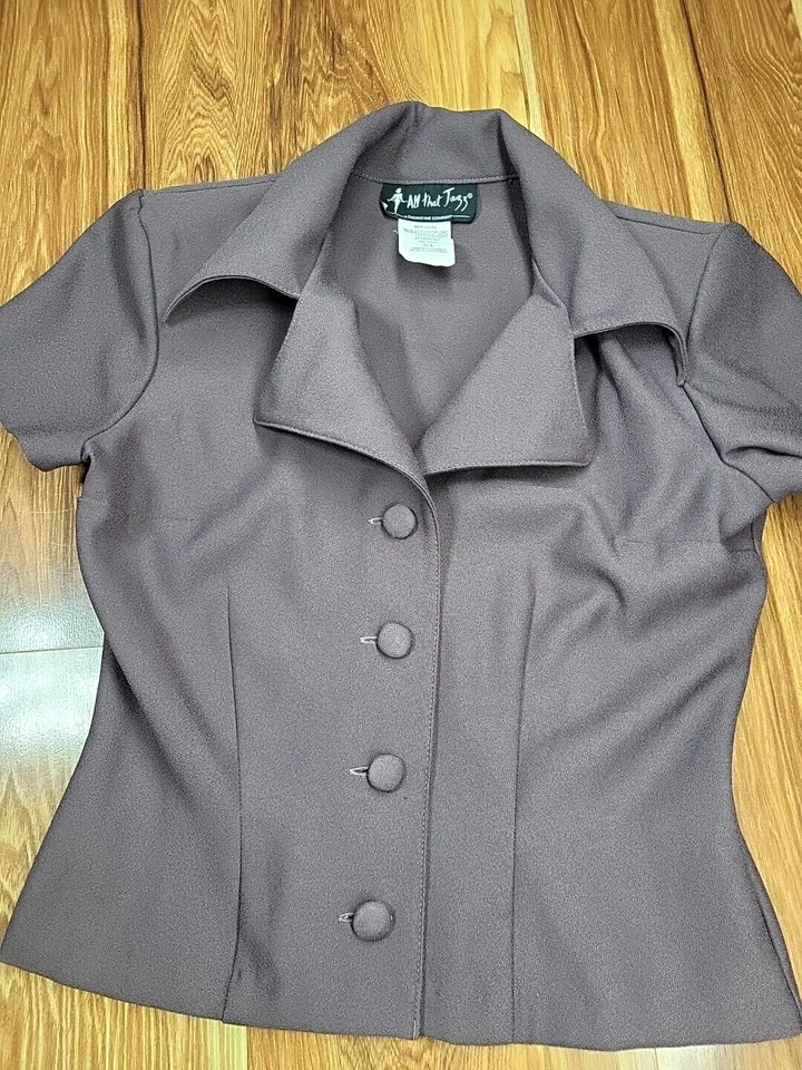All That Jazz Vtg 80's Blazer Career Blouse Shirt Size 3/4 Buttons Mauve Purple - Image 2 of 4