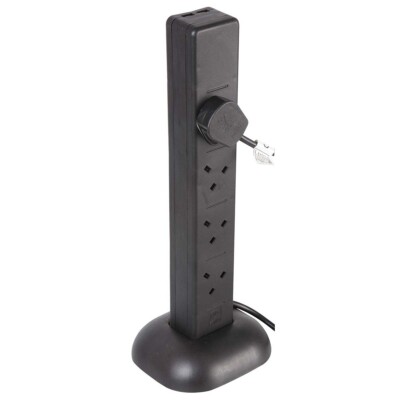 Pro Elec 8 Gang Tower Verlängerungskabel 5m schwarz