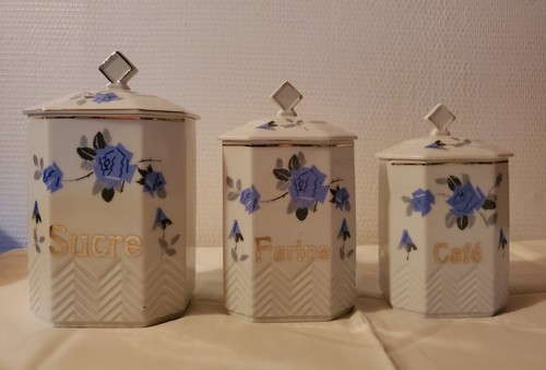 Lot De 3 Pots De Stockage En Céramique - Pour Sucre, Café, Thé - Style Contemporain En Bambou