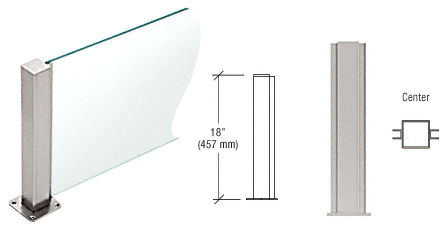 Brushed Stainless 18" High 1-1/2" Square PP43 Plaza Series Counter/Partition C - Picture 2 of 6