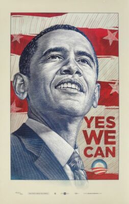 Barack Obama YES WE CAN by ANTAR DAYAL Official 2008 Campaign Lithograph #1493
