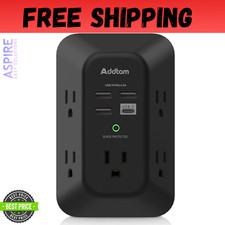 USB Wall Charger Surge Protector - 5 Outlet Extender with 4 USB Charging Ports 