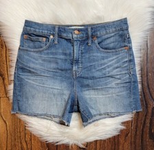 Madewell High Rise Denim Shorts Women's Size 29 Medium Wash Raw hem