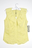 Samuel Dong Women's Green Sleeveless V-neck Gathered Ruffle Blouse, Size Small Samuel Dong Women's Green Sleeveless V-neck Gathered Ruffle Blouse, Size Small