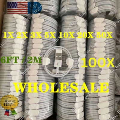 Wholesale Bulk Lot USB Cable 3Ft 6Ft For Apple iPhone 14/13/12/11/8 Charger Cord