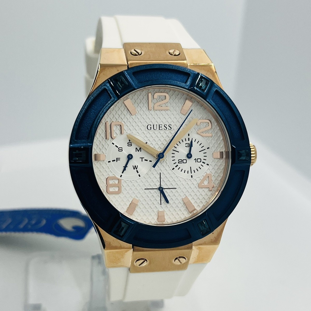 U0564L1 Guess White Band Rose and Blue Case Watch GUESS Women main image 4