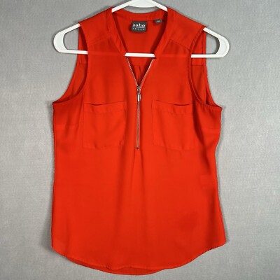 SOHO New York & Company Sleeveless Red Zip Blouse Size XS