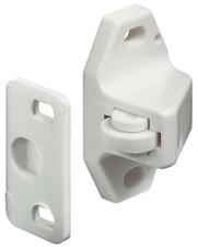 White Plastic Roller Catch for Cupboard Doors for Caravan Motorhome Boat C129