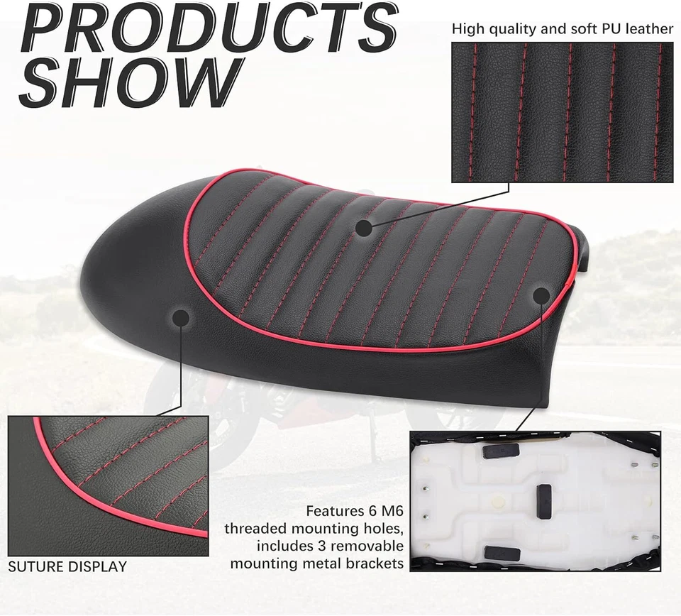 Motorcycle Cafe Racer Seat Vintage Flat Hump Saddle For Honda Yamaha Kawasaki US Foto 4 de 4
