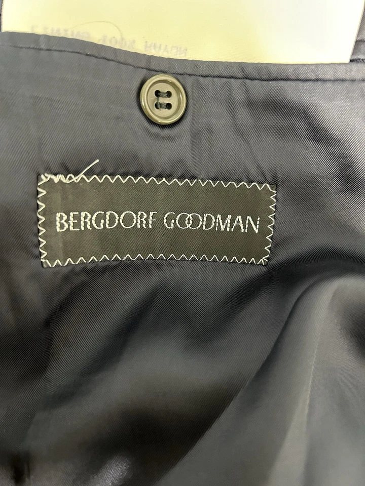 Bergdorf Goodman Azul Marino Cuadros 100% Lana Super 100’s Traje Chaqueta 44L Pantalones (37x32) Foto 4 de 4