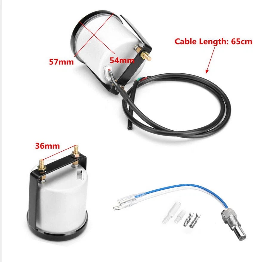 Medidor de temperatura analógico de temperatura de refrigerante de agua LED de 2" 52 mm universal 12V Foto 3 de 4