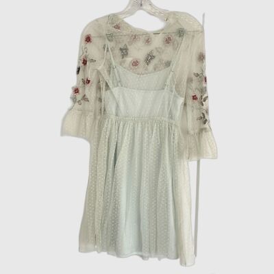 H&M Embroidered Beaded Dress Mesh with Cami Size 6 New Pale Blue | eBay