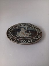 Mothers Fathers Italian Association Belt Buckle, Vintage, Faux Marble, Brass