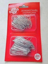 Small Silver Christmas  Ornament  Hooks Tree Hangers Metal 200 Ct Christmas Hous