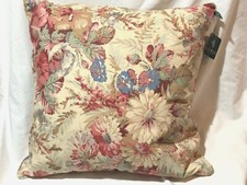 Ralph Lauren Coastal Garden Cream Floral Heavy Cotton 18" Sq Throw Pillow NWT