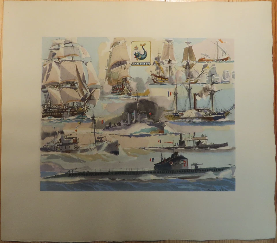 GOUACHE - du SOUS-MARIN DAUPHIN - par MARIN-MARIE - Photo 1/1
