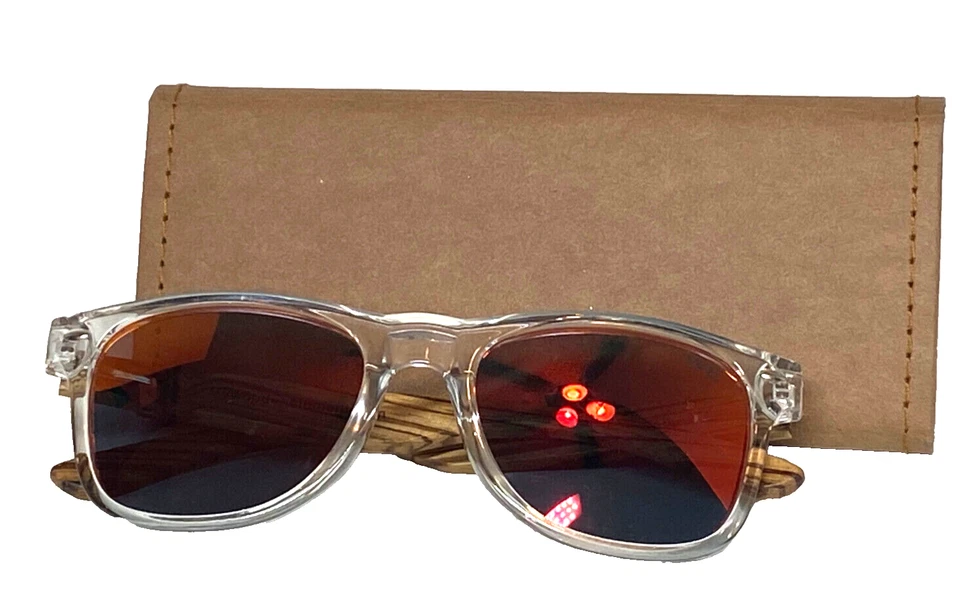 Elemento de madera color cruz lente roja brazos de madera de cebra Foto 3 de 4