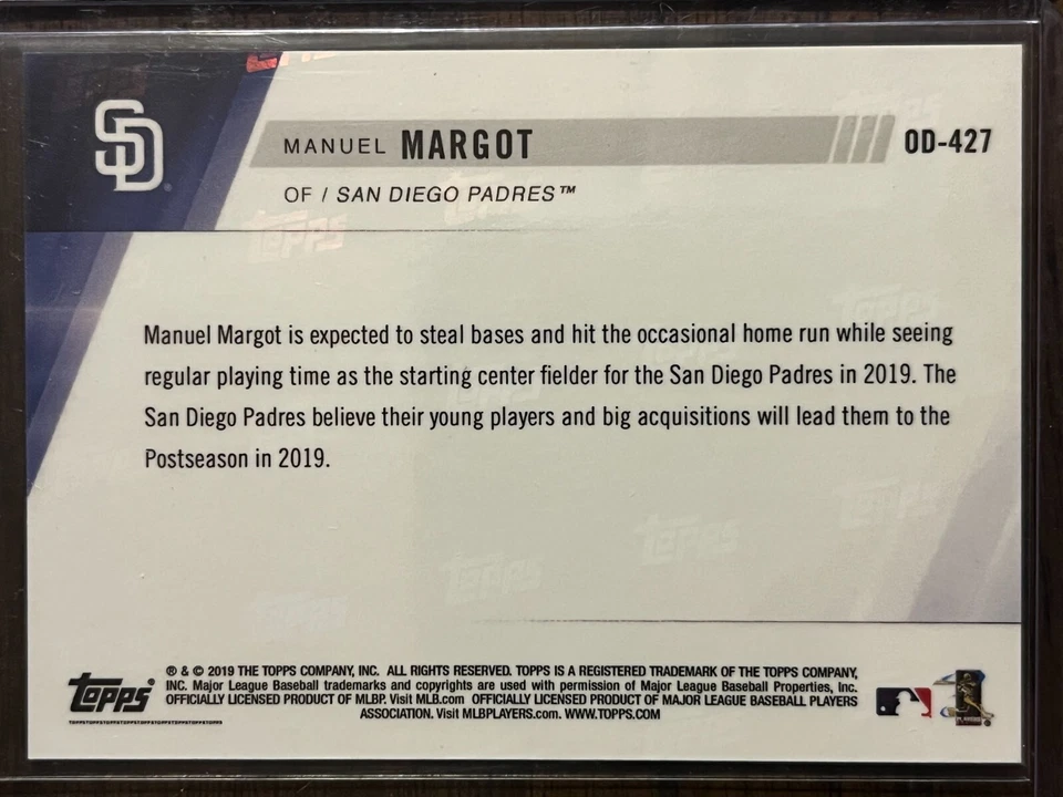 2019 Topps Now #OD-427 Manny Margot San Diego Padres - Image 2 of 2