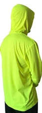 Hi-Vis Lime-Green Long Sleeve Safety Shirt w/ Hoodie, Size: Large