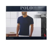 Polo Ralph Lauren Men's Grey-Charcoal-Black Slim Fit Crew-Neck 3 Pack T-Shirts