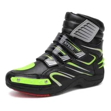 Unisex Motorbike Racing Riding Boots High Ankle  Leather Anti Slip Waterproof