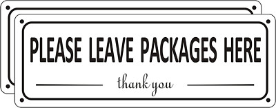 Please Leave Packages Here Sign Metal (2 Pack) Package Delivery Sign Instructio