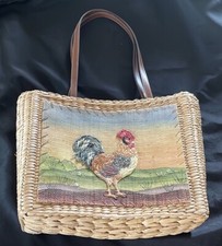 Borsa donna Cappelli Straworld~borsa a mano~gallo tessuto paglia~pollo~fattoria**LEGGI**