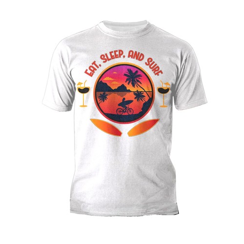Summer Vibes Boho Beach Vibes Eat Sleep Surf Retro Sunset Official Men's T-Shirt - Picture 7 of 10