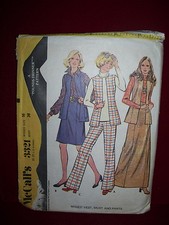 1972 McCALL'S 3321-LADIES BUTTONLESS VEST-TWO LENGTH SKIRT PANTS PATTERN 16