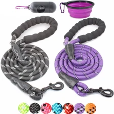2 Packs 5/6 FT Dog Leash with Comfortable Padded Handle and Highly Reflective Th