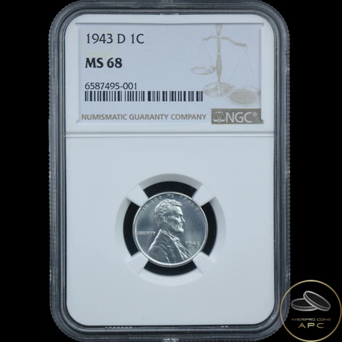 1943 D Lincoln Steel Cent NGC MS68 Rare High Grade