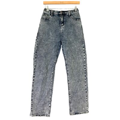 Women's High Rise Acid Wash Slim Jeans Blue Size 32 Mom Jeans