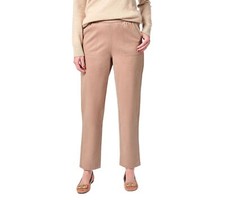 Denim  Co. EasyWear Twill Straight Leg Pant w/ Pockets Warm Taupe