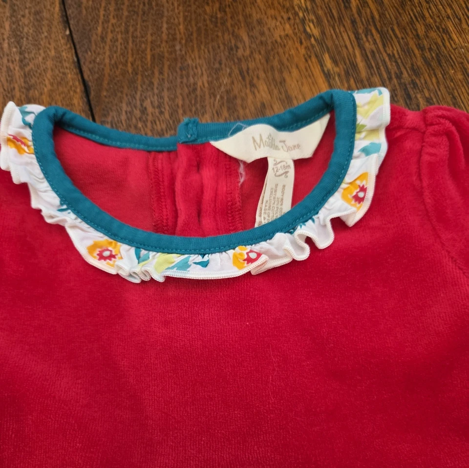 Vestido de vacaciones de terciopelo rojo Matilda Jane Happy Holly Daze para niñas talla 12-18 meses  Foto 4 de 4