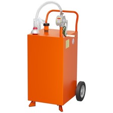 Portable 45 Gallon Fuel Tank Caddy Manual Pump Hose Wheels for Gas Diesel
