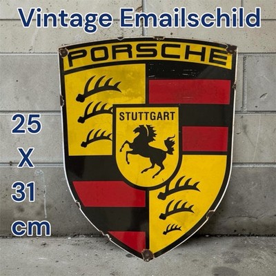 Vintage Alt PORSCHE Emaille Reklame Werbe Schild Enamel Plaque Sign Émaillée