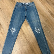 Route 66 Women's Blue Distressed High Waisted Skinny Jeans Size 8