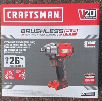 #ad CRAFTSMAN V20 Cordless Impact Wrench 1 2 Inch Bare Tool Only CMCF921B $119.99