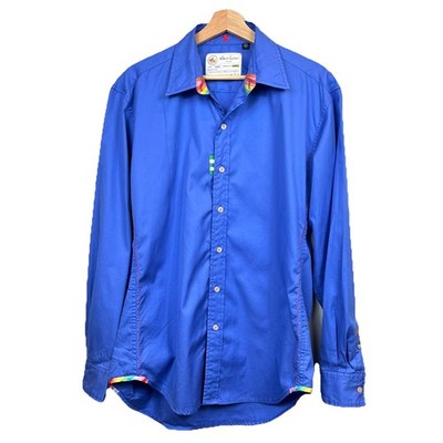 Robert Graham Mens Long Sleeve Shirt Size Large Blue Maximalist Tech Exec Luxury