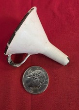 Primitive Porcelain Enamel Funnel Tiny White Black Enamelware Country Farmhouse