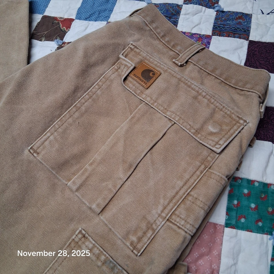 Pantalones de Trabajo Carhartt Cargo Vintage Lona Carpintero Talla 38x32 Marrón B112 Foto 2 de 4
