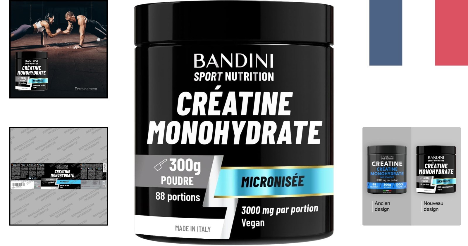 Créatine Monohydrate Poudre Pure Bandini 300g Complément Sport Musculation