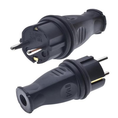 (2 Pack) Waterproof IP44 EU Schuko French Germany 4.8mm Pin DIY Rewireable Po...