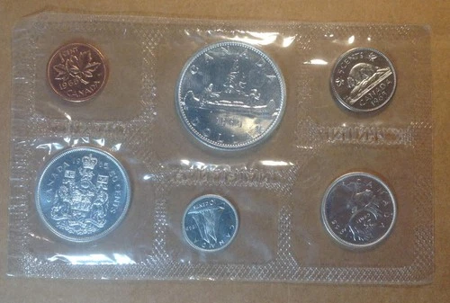 Old 80% Silver 1965 Canada Canadian Brilliant Uncirculated Mint Set Elizabeth II