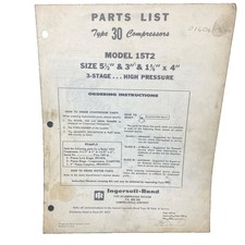 Vintage Ingersoll-rand Parts List Type 30 Compressors Model 15t2 3 Stage 1
