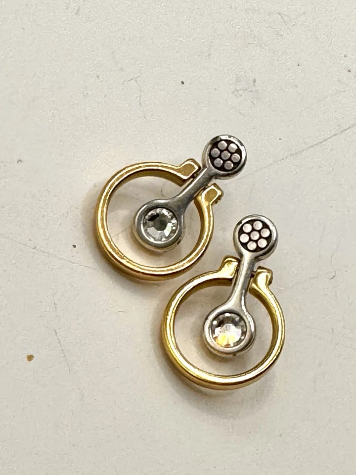 Pendientes Brighton Ayu Dos Tonos Cristal Retirado Post Oro Plata Estrás Ciudad Foto 3 de 3