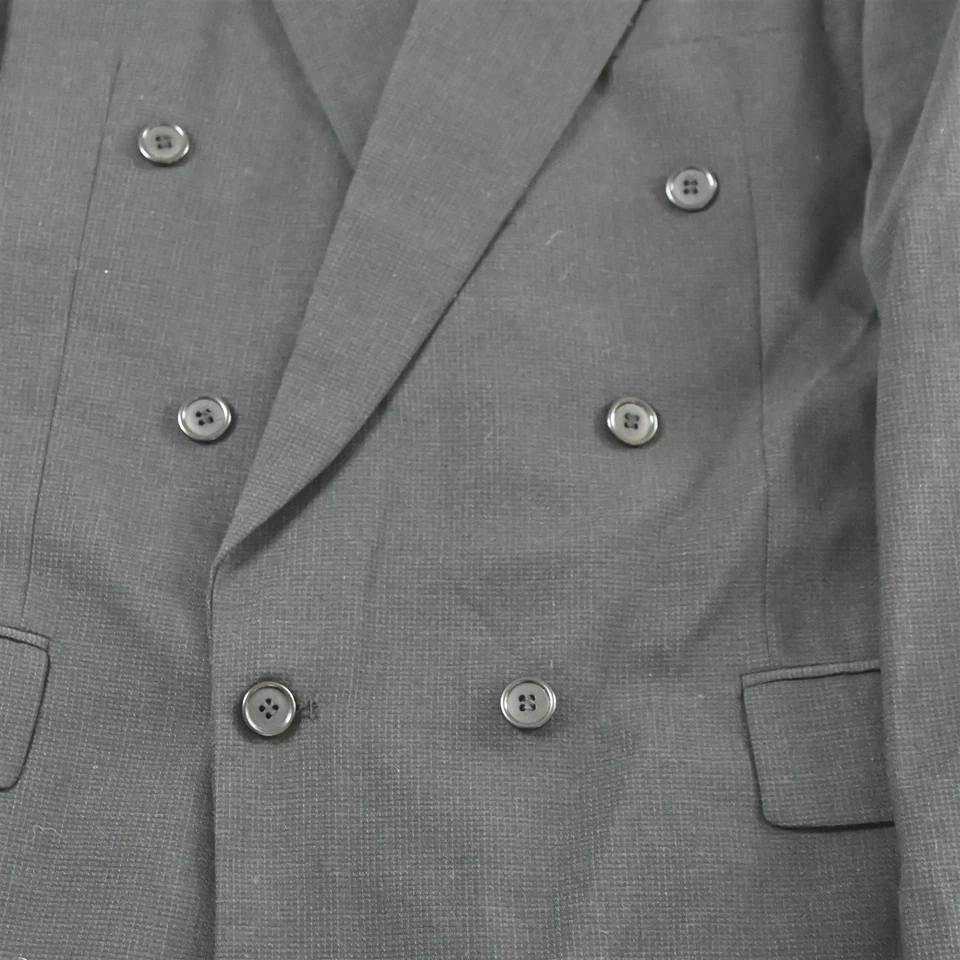 Chaqueta Blazer Abrigo Deportivo Gianfranco Ruffini 42R Negro Cuadros Lana Doble Pecho Foto 3 de 4